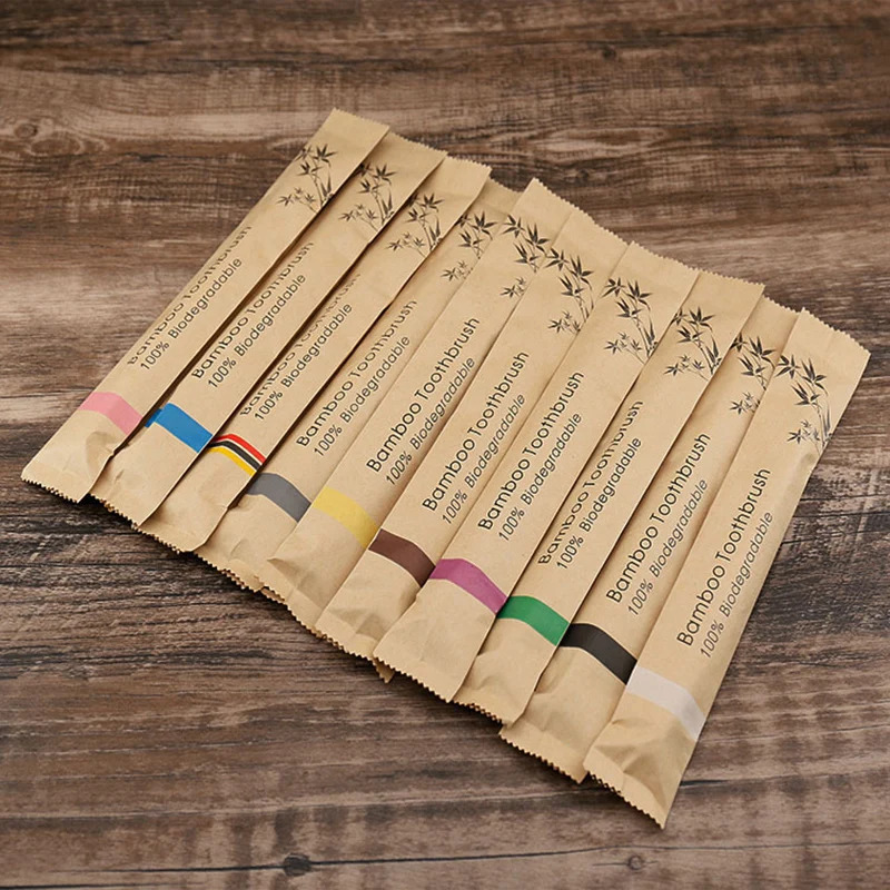 Bamboo Toothbrush - 5/15 szt. Kolorowe szczoteczki do zębów,