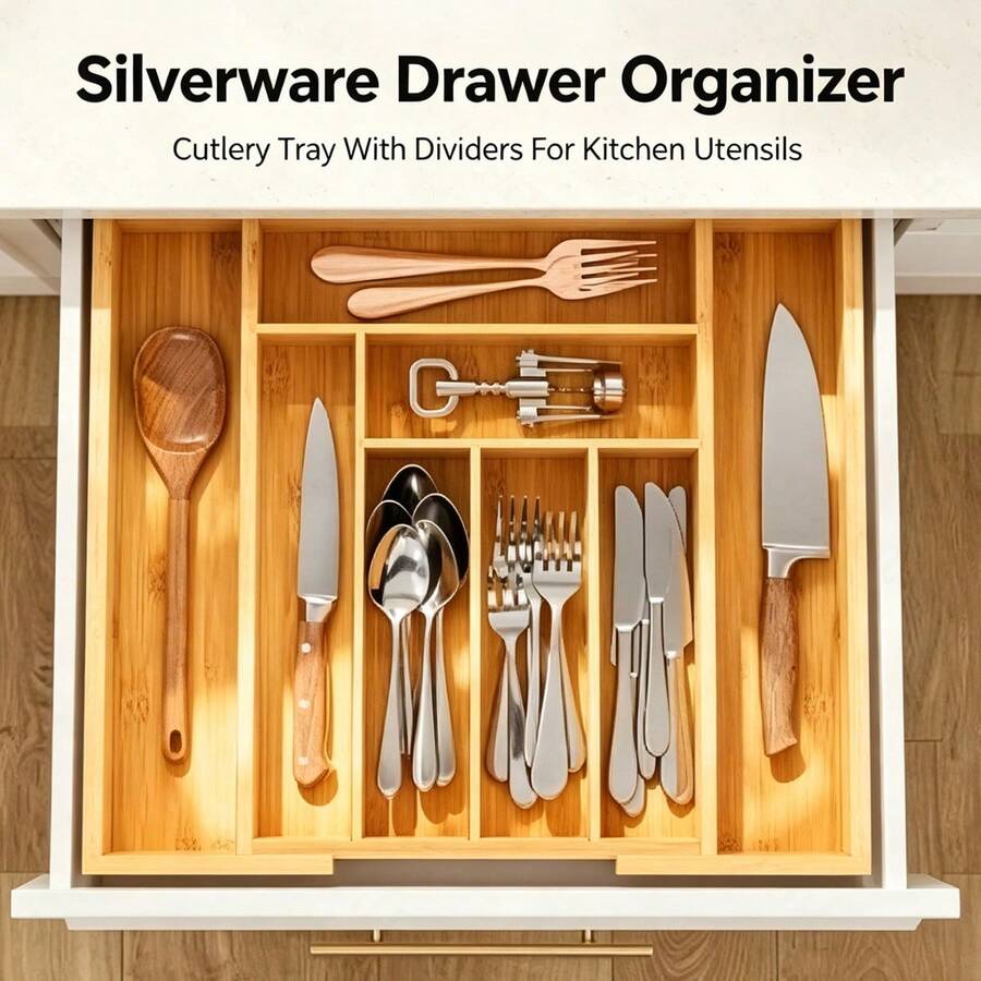 Bamboo Cutlery - Organizer do szuflad z bambusa, rozszerzalny,