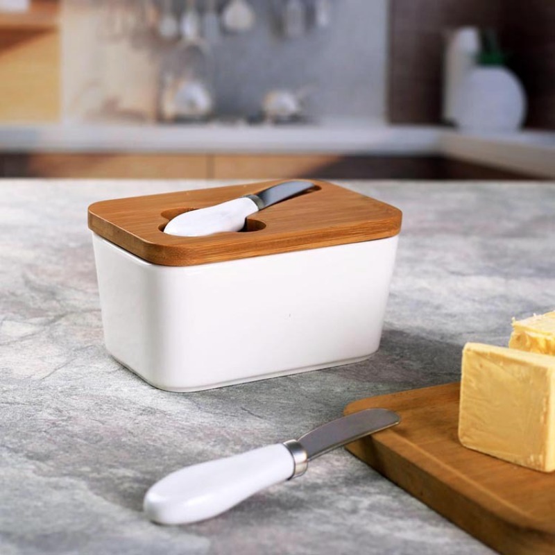 Prosta ceramiczna maselniczka  – Bamboo Cutlery recenzja i cena